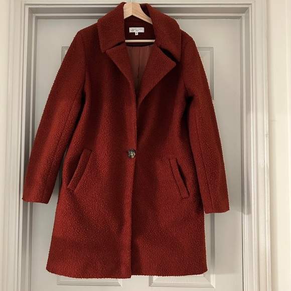 Waverly Grey Burnt Red Bouclé Coat - Size M - Picture 6 of 8